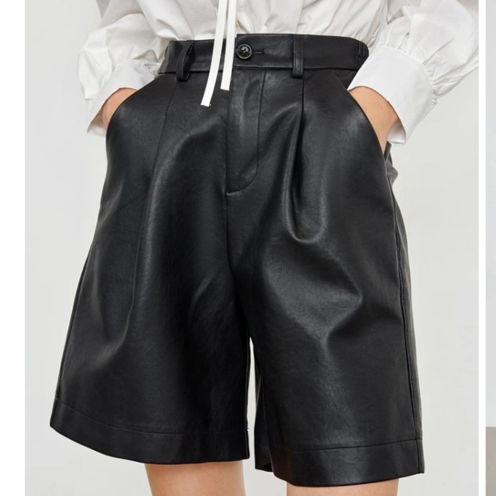 Faux Leather Black Shorts
